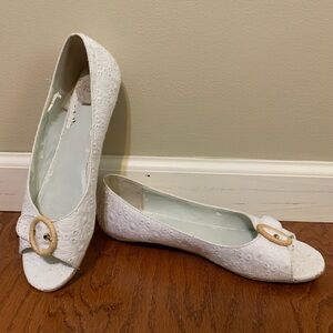 Peep Toe Ballet Flats White Eyelet Lace by Mudd